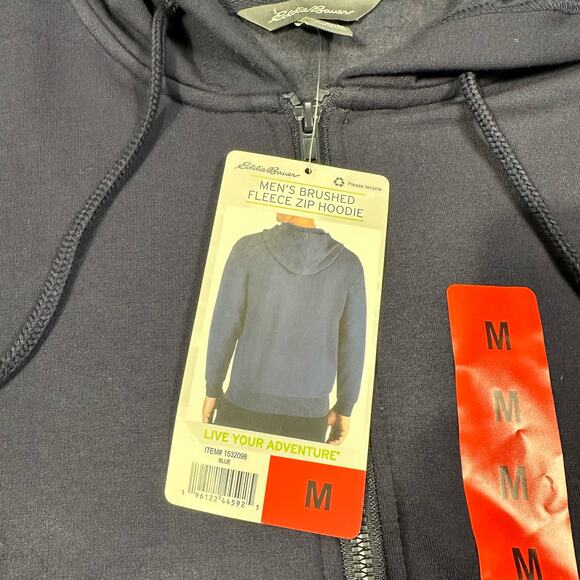 Eddie Bauer Navy Blue Long Sleeve Brushed Fleece Full Zip Hoodie Size Medium NWT - Picture 7 of 8